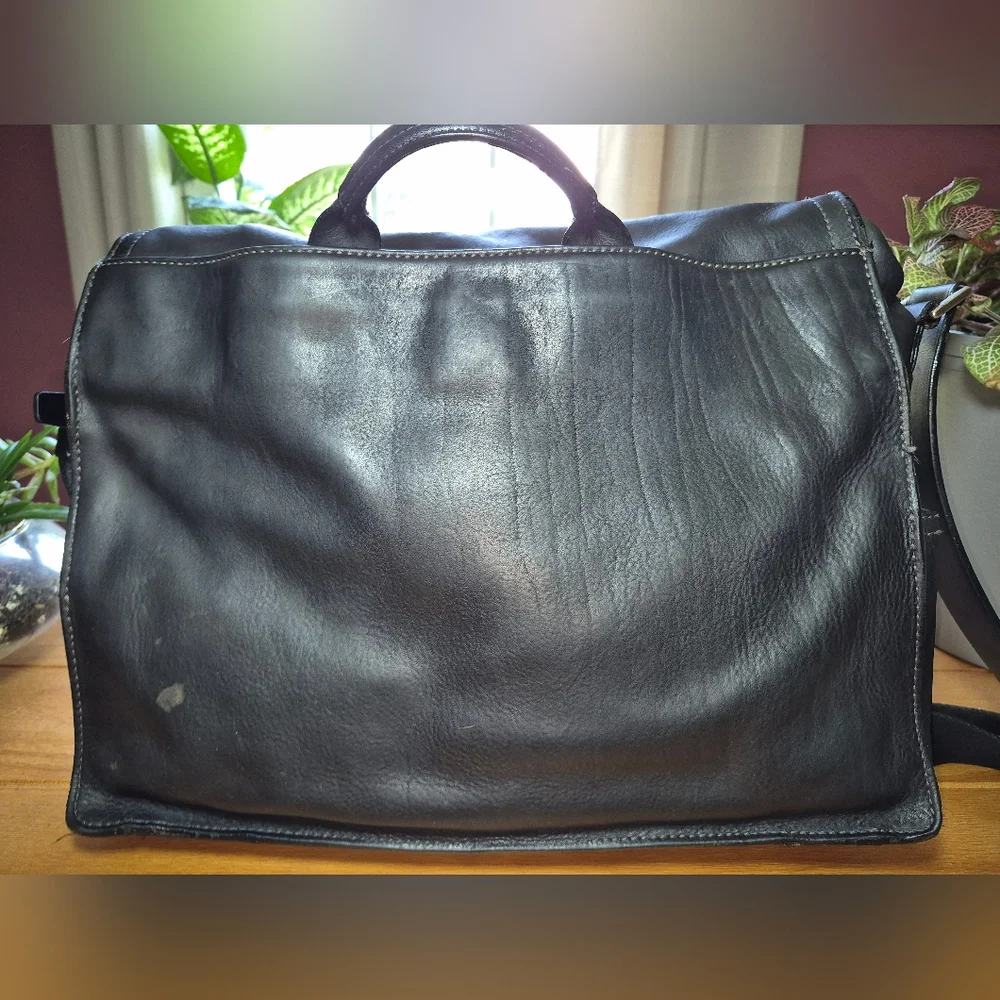 Vintage Coach Black‎ Flatiron II Pebbled Leather Messenger Bag D04S-5747 - Picture 6 of 15